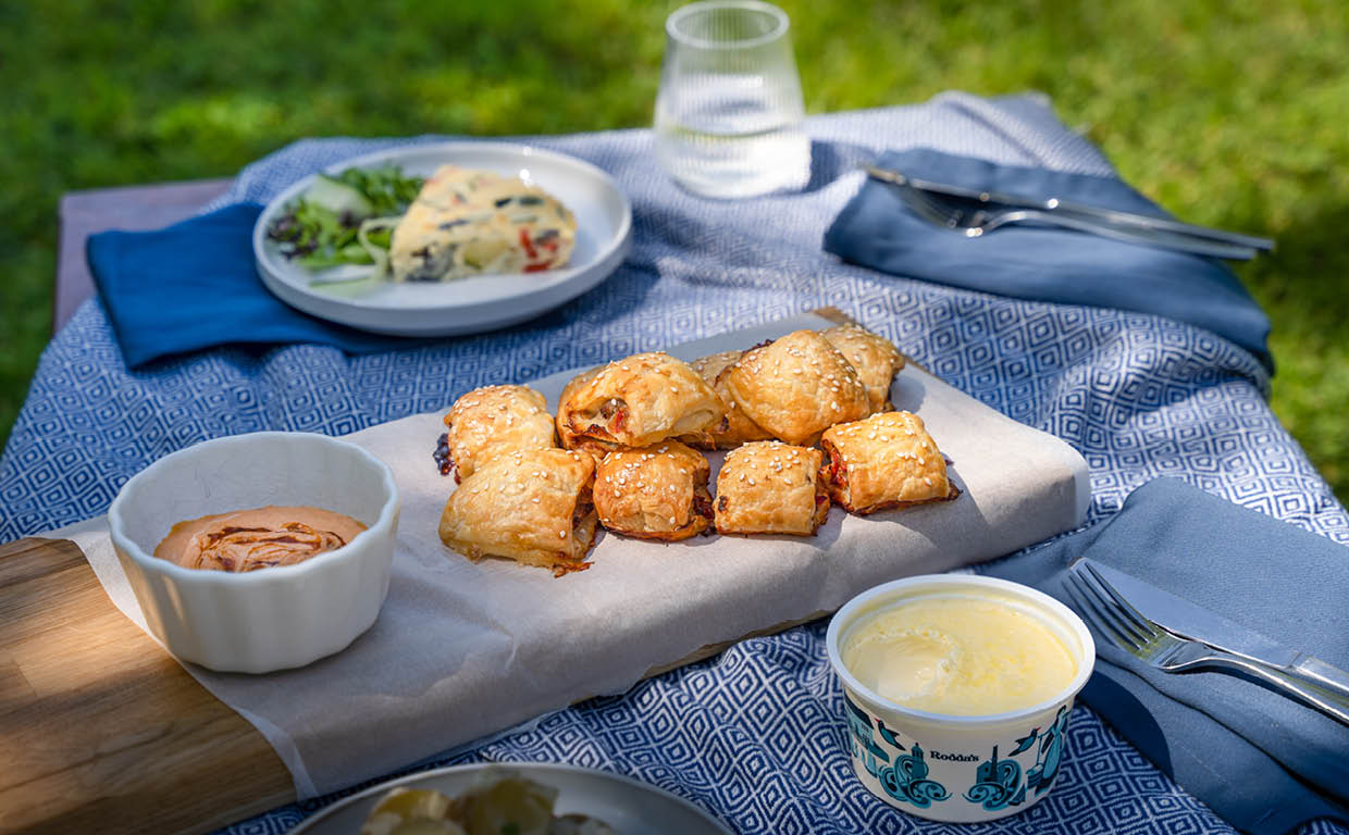 Italian sausage rolls with a creamy Rodda’s Cornish clotted cream and ...